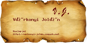 Várkonyi Jolán névjegykártya